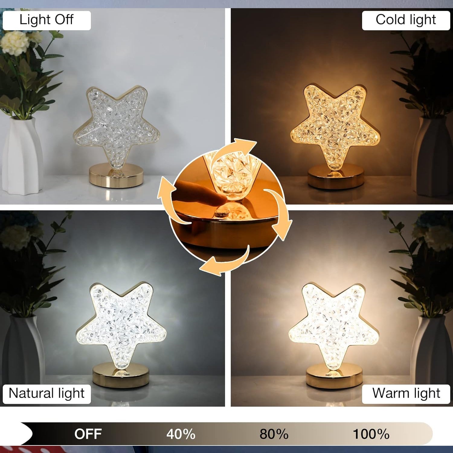 12571 Star Shape Crystal Diamond Lamp Cordless Luxury Lamp with USB Rechargeable, 3-Way Dimmable & Touch Control Decorative Nightstand Lamp for Bedroom, Living Room, Party, Restaurant Decor (1 Pc ) 12571 Star Shape Crystal Diamond Lamp Cordless Luxury Lamp with USB Rechargeable, 3-Way Dimmable & Touch Control Decorative Nightstand Lamp for Bedroom, Living Room, Party, Restaurant Decor (1 Pc )